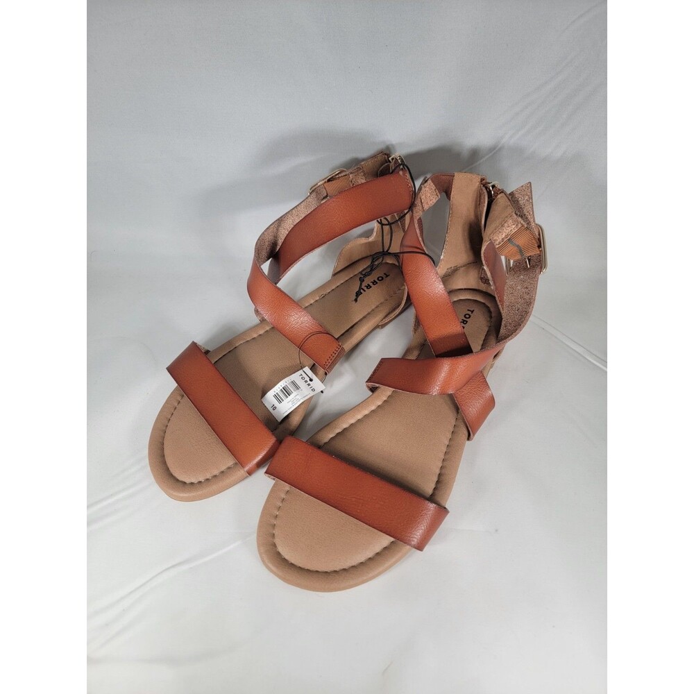 Torrid Gladiator Sandals Womens Brown Excellent Strappy Back Zip Flat Wide Width